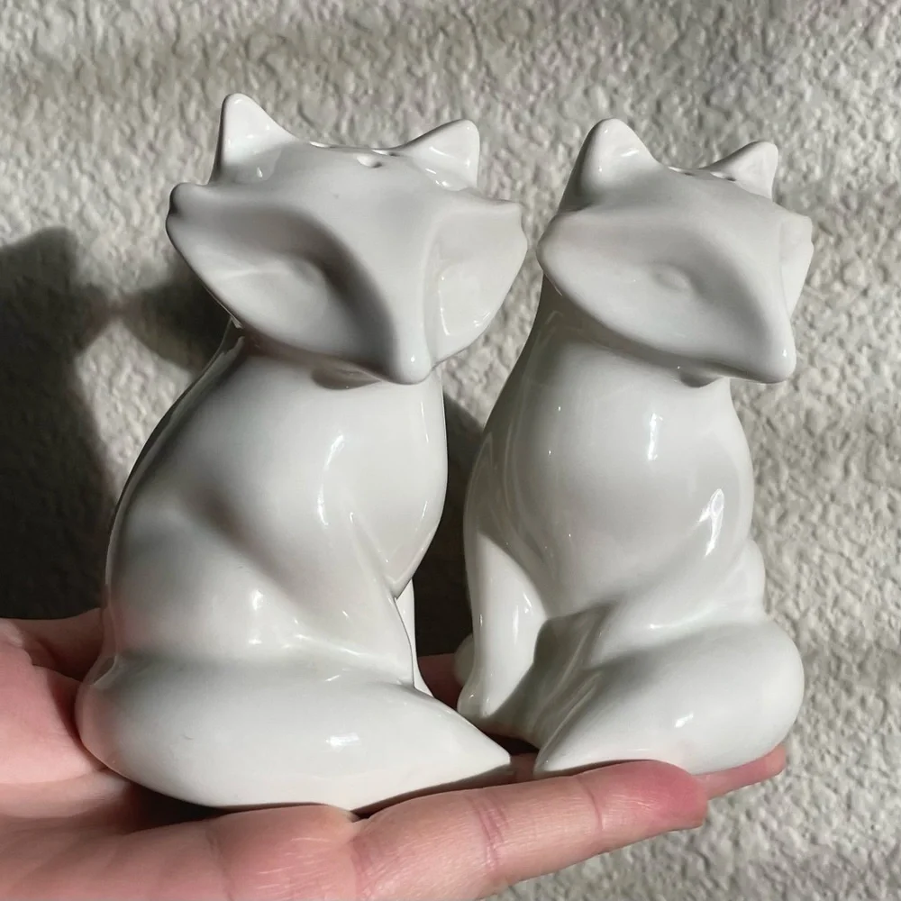 Ceramic Fox Salt and Pepper Shakers White Dinnerware Woodland Creatures Target